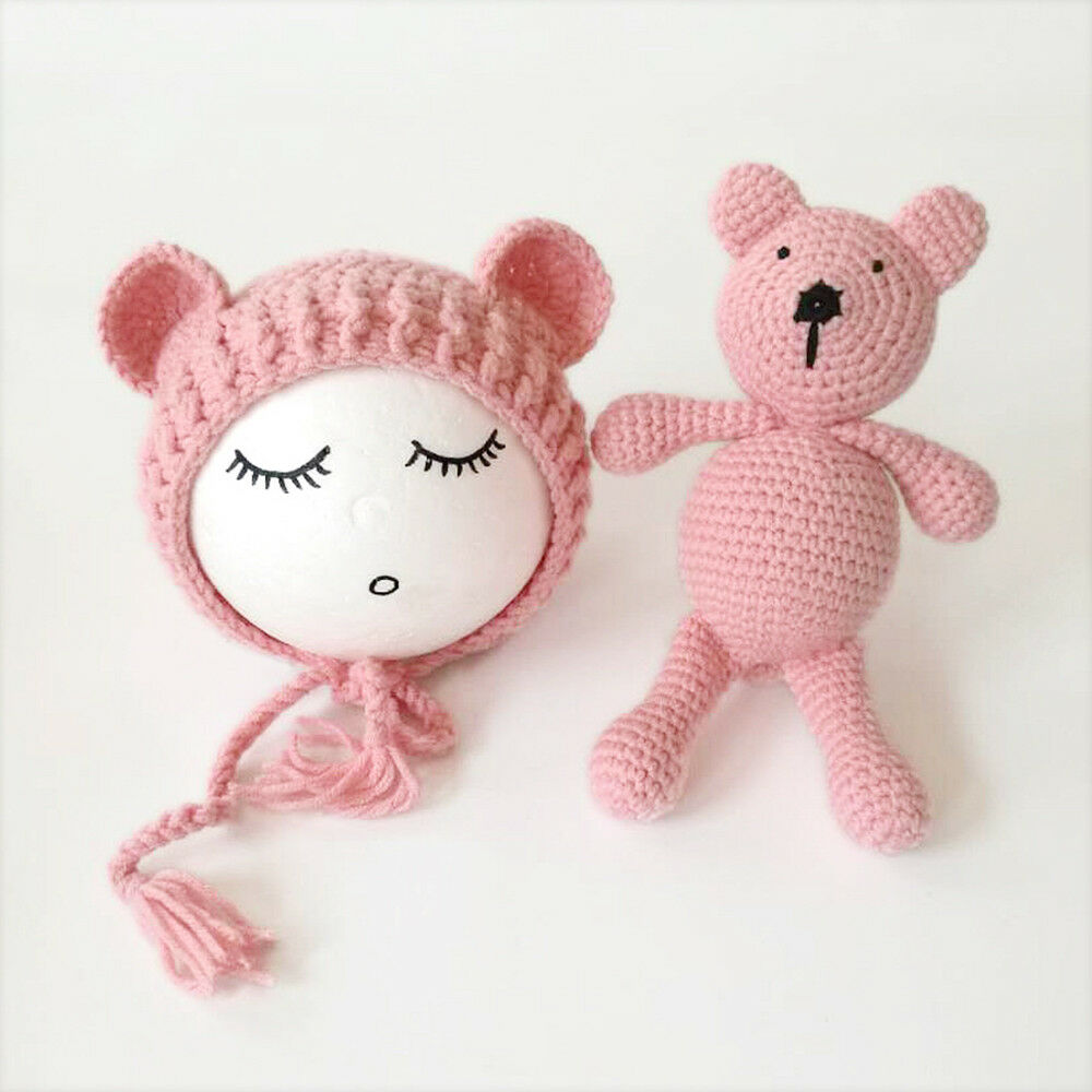 Kit com Touca e Bichinho de Crochê Touca Loja Click Certo Pink 