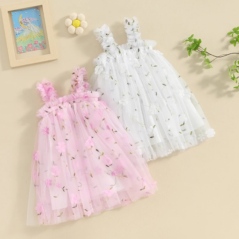 Vestido Infantil Tule Flores