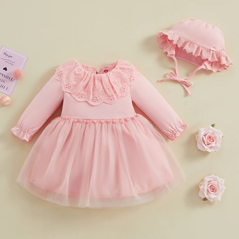 Vestido Infantil Gola Rendinha + Chapéu