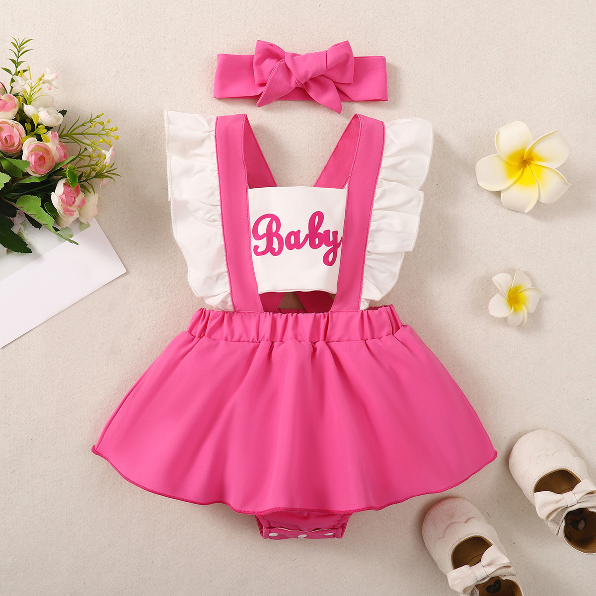 Vestido Infantil Baby Rosa + Faixa