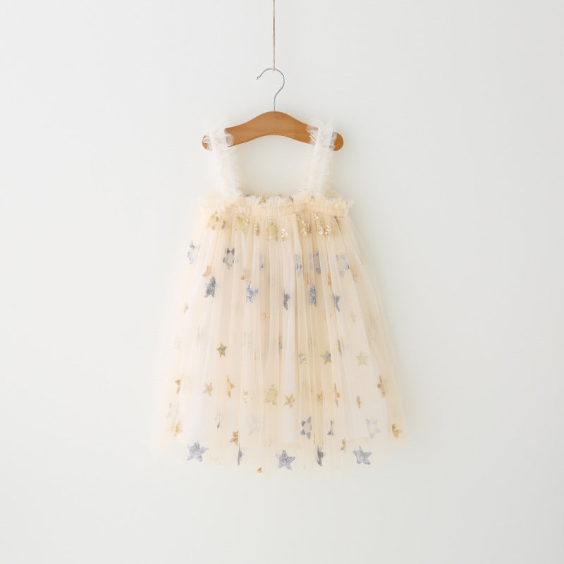 Vestido Infantil Tule Estrelinhas