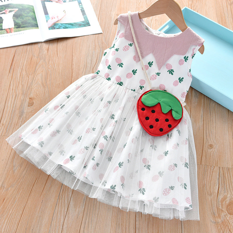 Vestido Infantil Frutinhas Tule