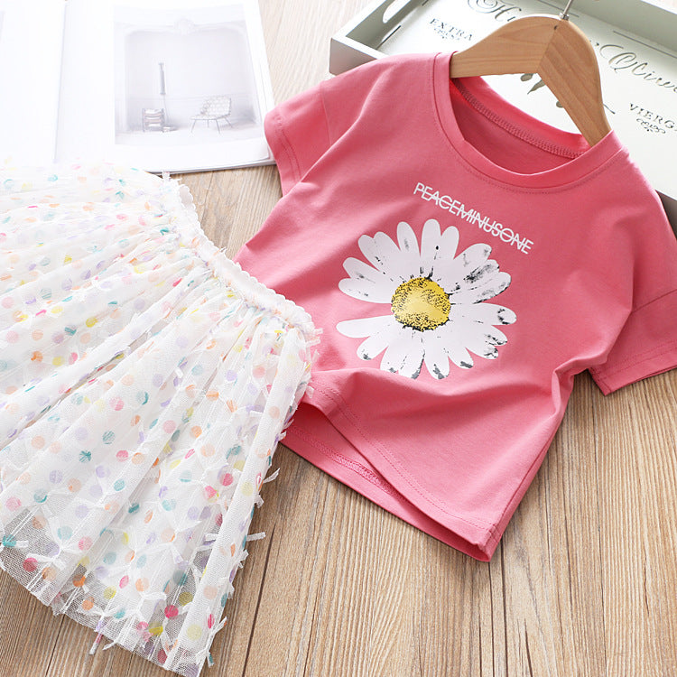 Conjunto Infantil Feminino Florzinha e Sainha Tule