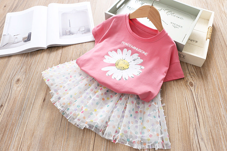 Conjunto Infantil Feminino Florzinha e Sainha Tule