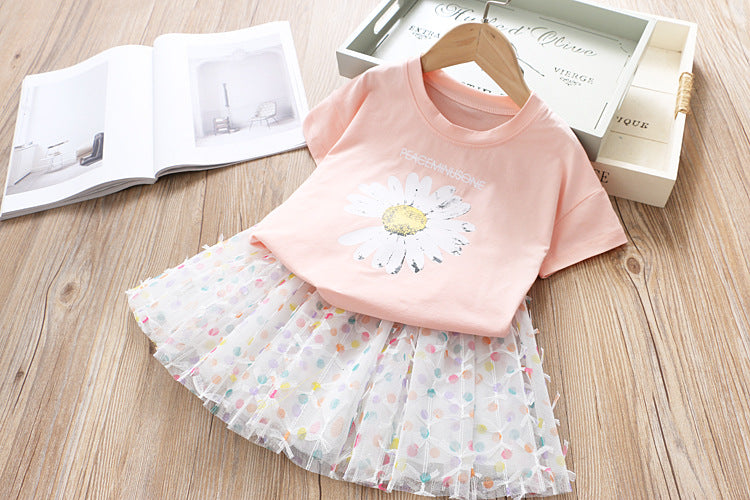 Conjunto Infantil Feminino Florzinha e Sainha Tule