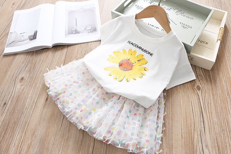 Conjunto Infantil Feminino Florzinha e Sainha Tule