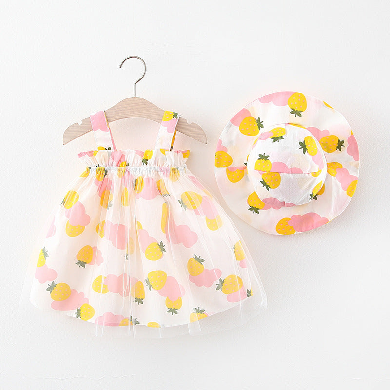 Vestido Infantil Tule Frutinhas