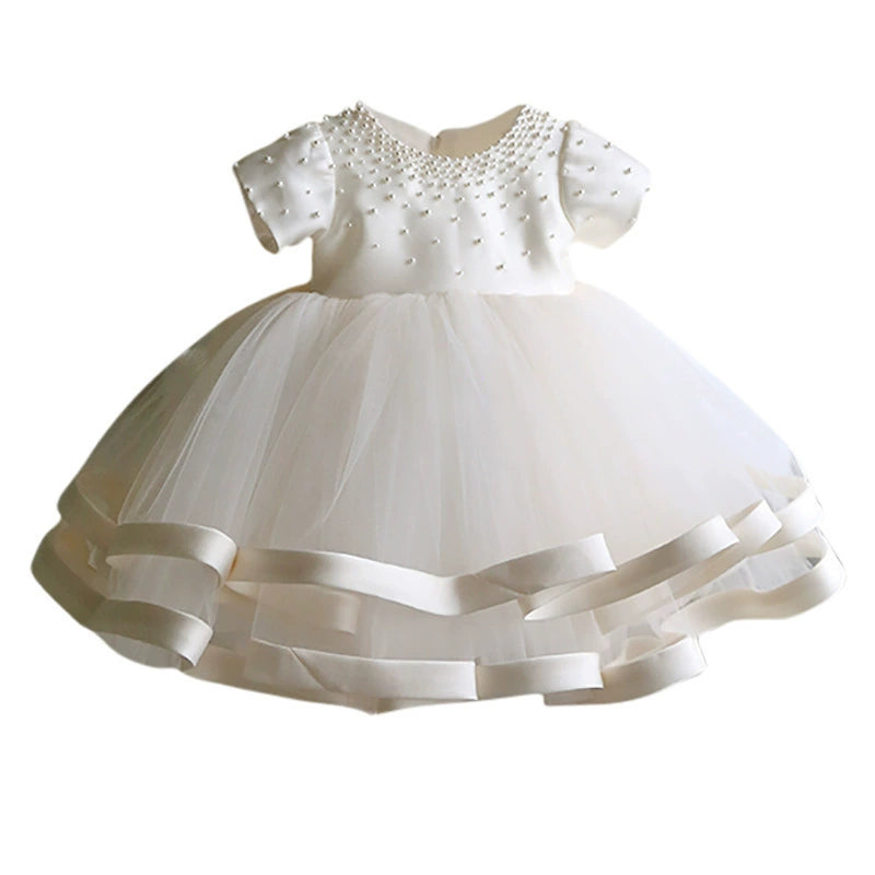 Vestido Infantil Branco Pérolas
