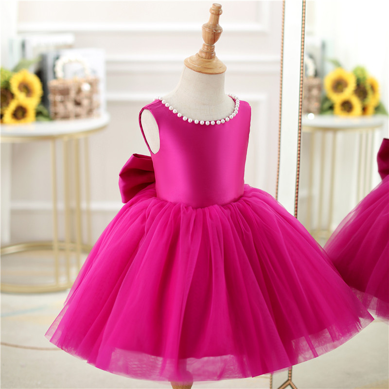 Vestido Infantil de Festa Rosa Laçinho