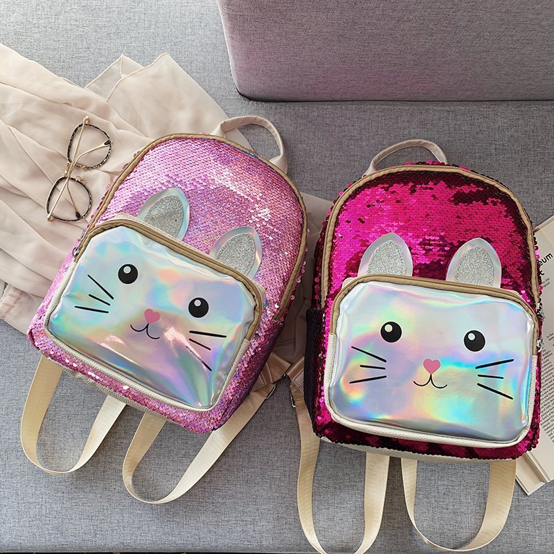 Mochila Infantil Gatinho Lantejoulas