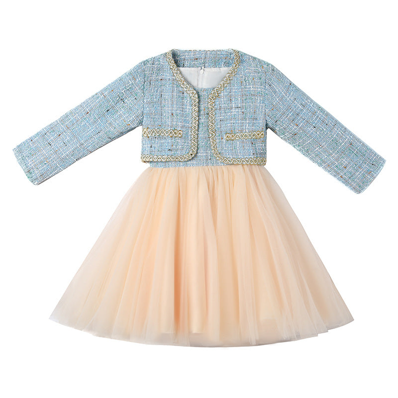 Vestido Infantil Tule + Casaco Tweed