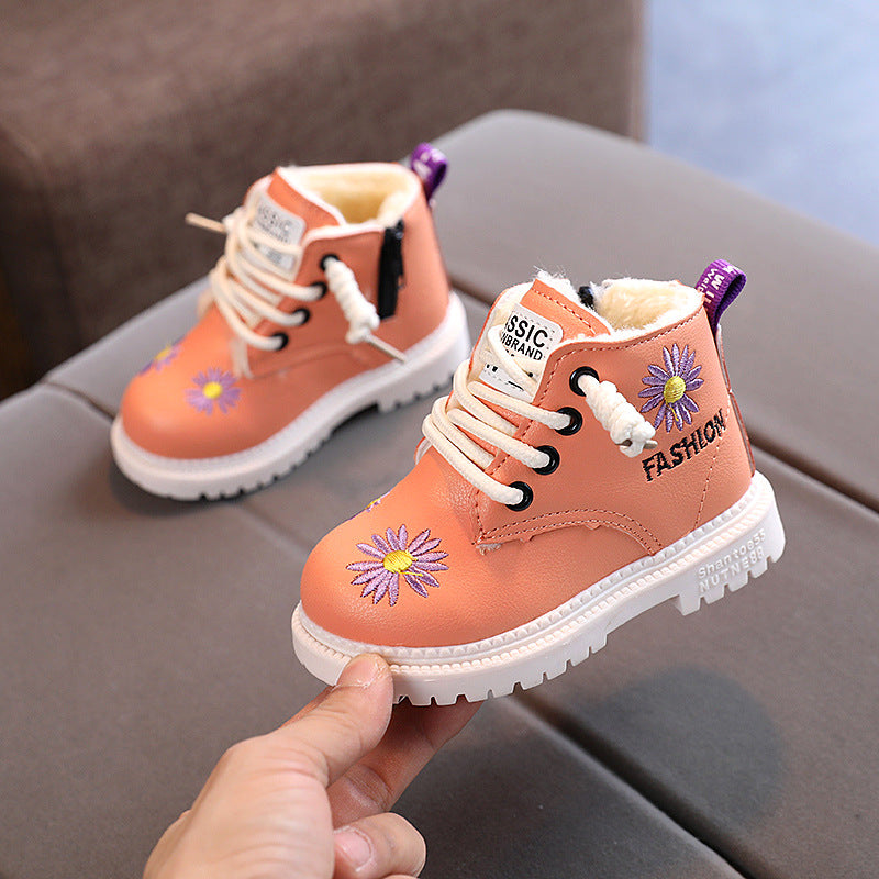 Bota Infantil Feminina Fashion Pelinhos e Florzinhas