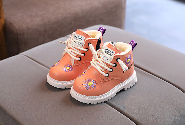 Bota Infantil Feminina Fashion Pelinhos e Florzinhas