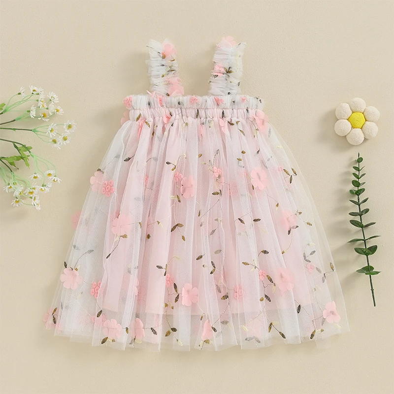 Vestido Infantil Tule Flores