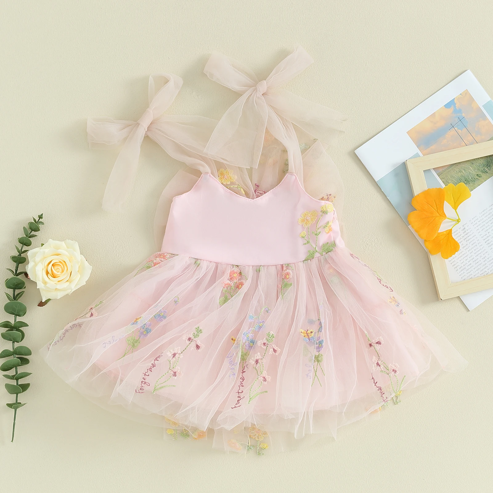 Vestido Infantil Tule Bordado Floral