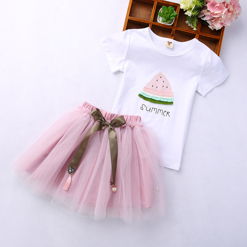 Conjunto Infantil Feminino Melancia e Tule