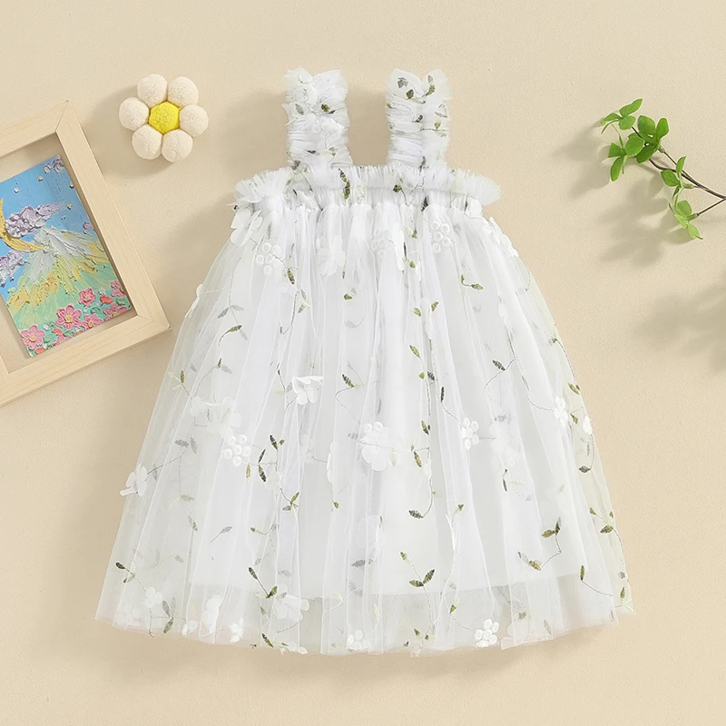 Vestido Infantil Tule Flores