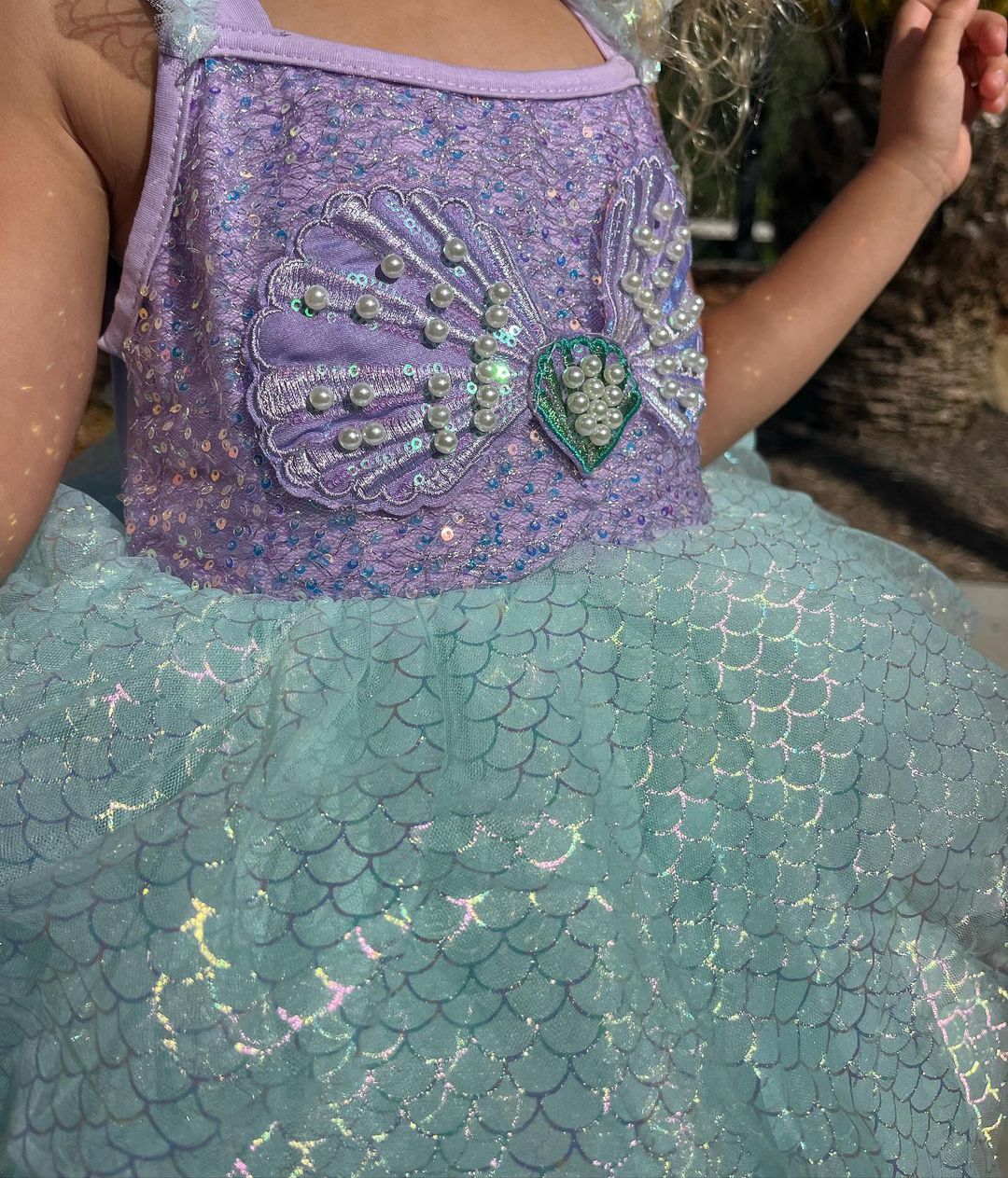 Vestido Infantil Princesa Sereia Brilhante