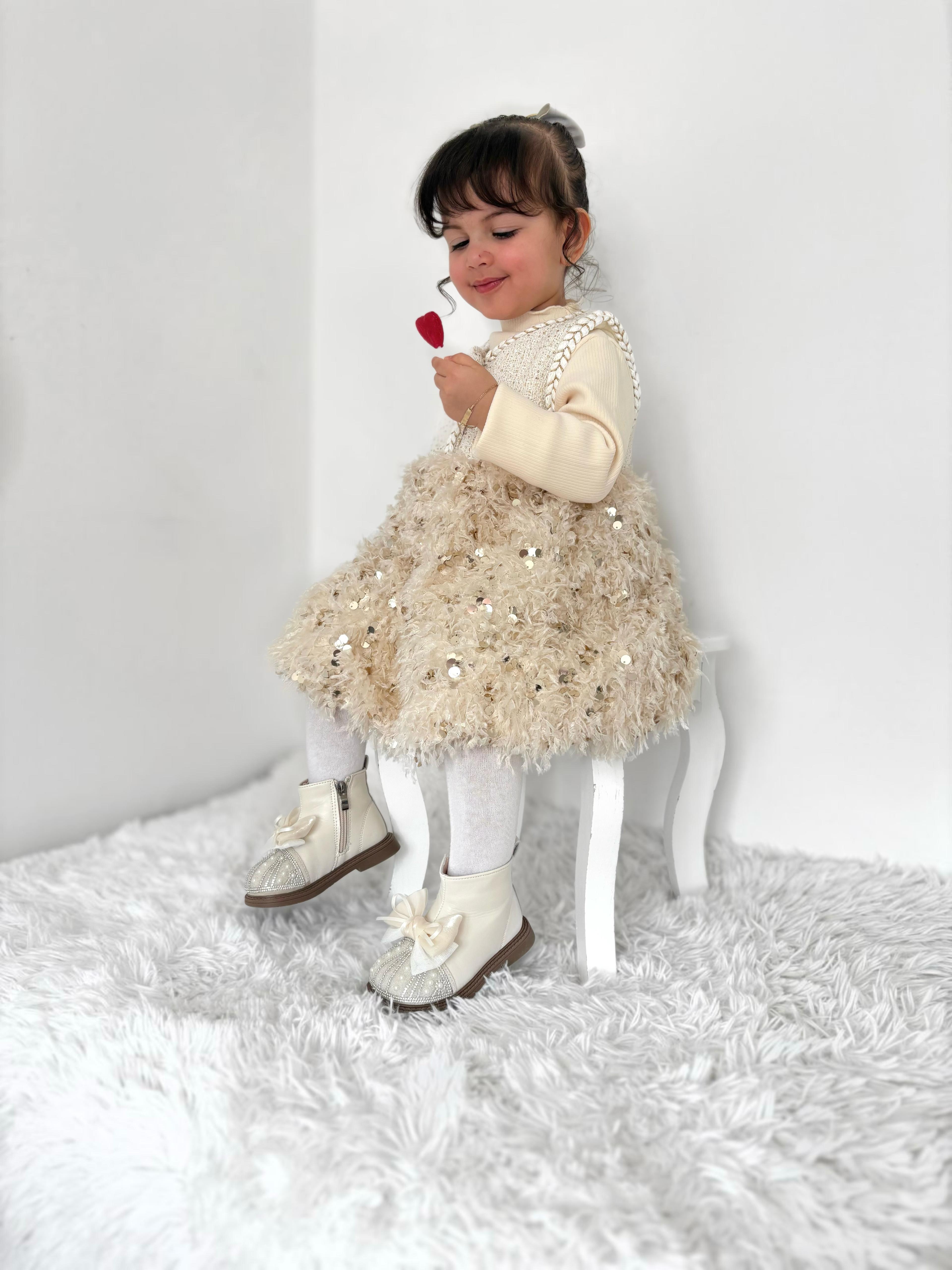 Conjunto Vestido Infantil Pelinhos Brilhante