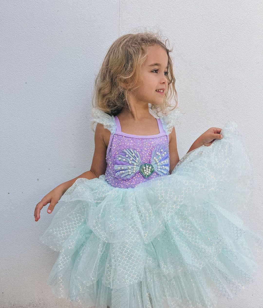 Vestido Infantil Princesa Sereia Brilhante