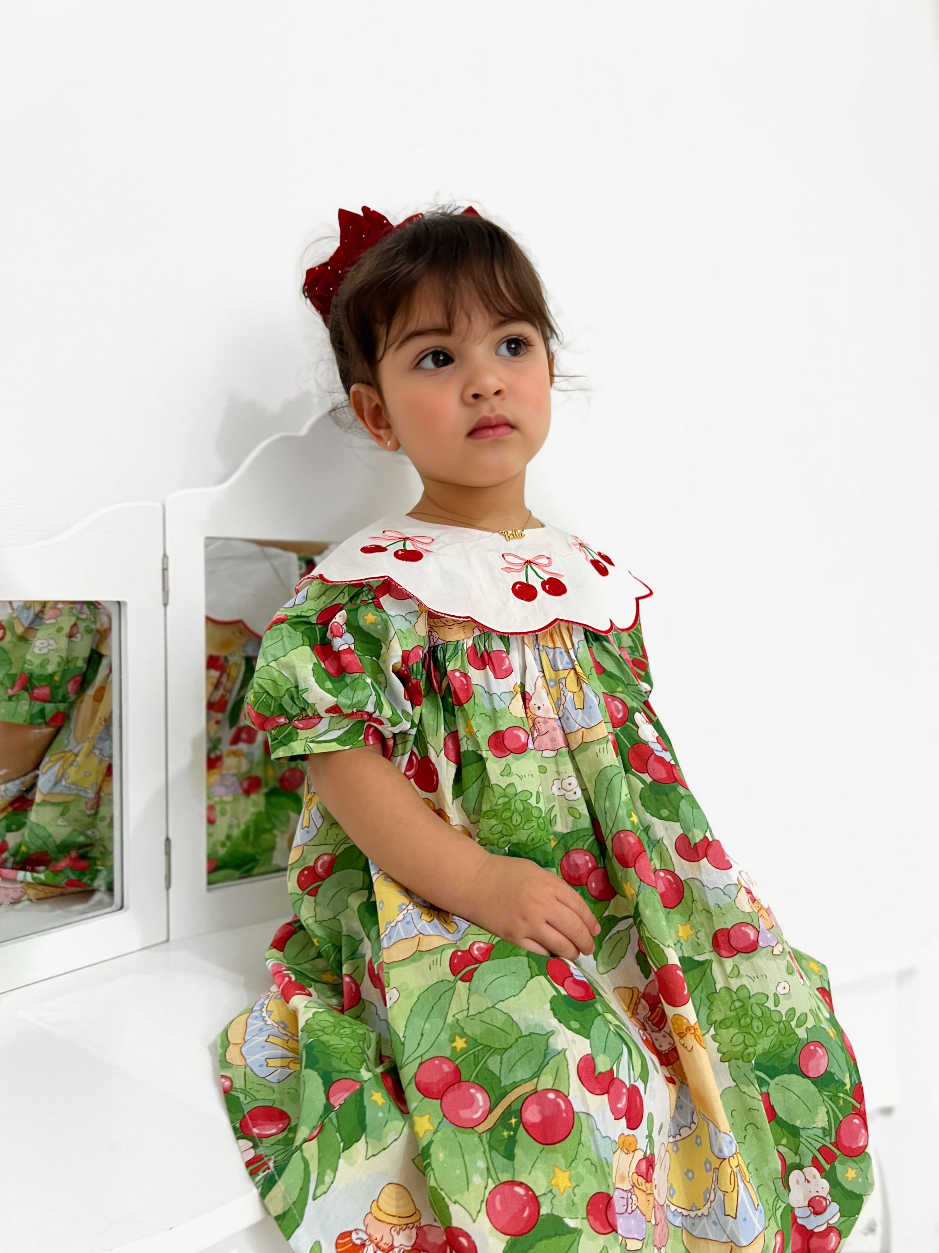 Vestido Infantil Gola Cerejinhas