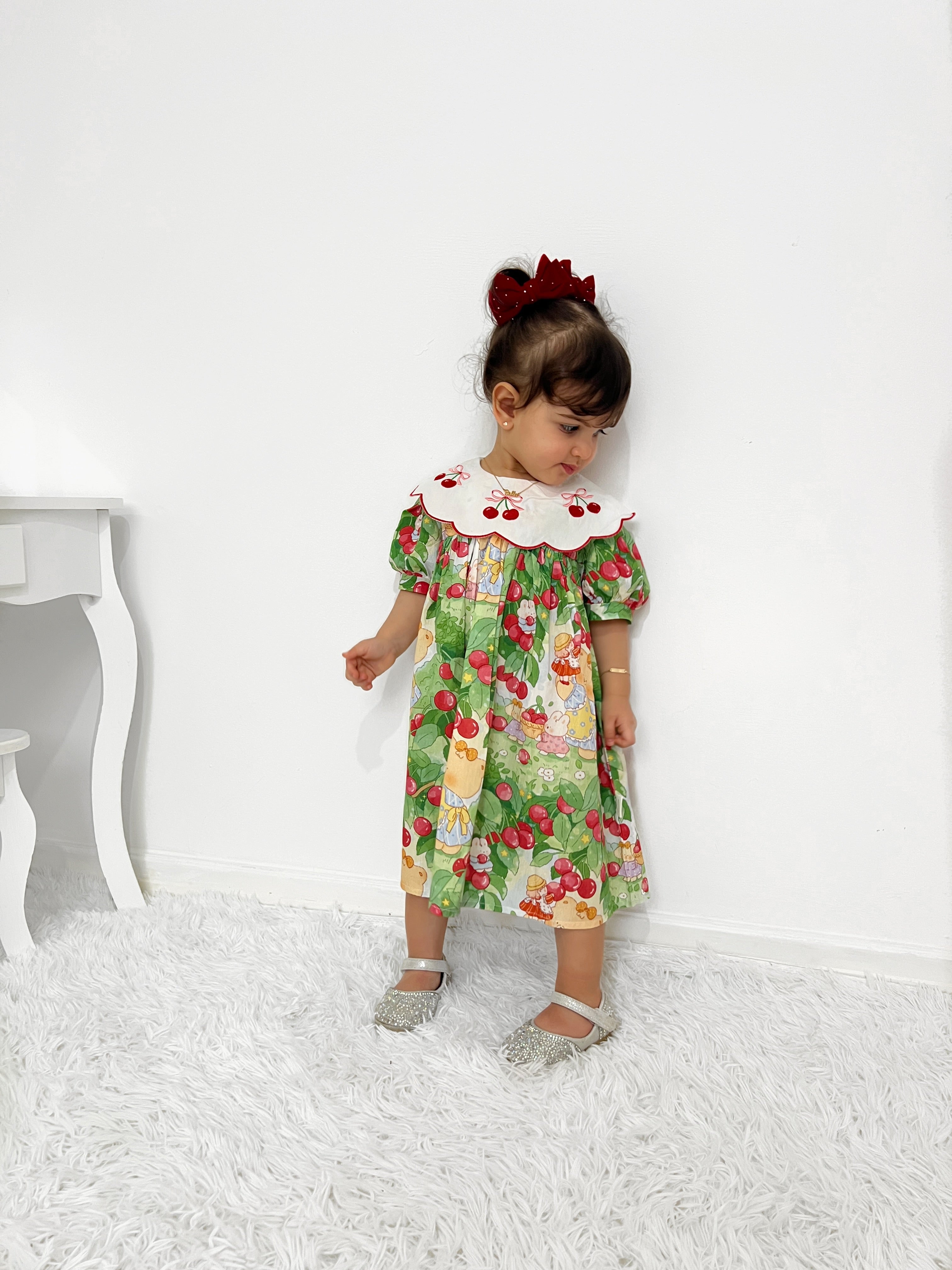 Vestido Infantil Gola Cerejinhas