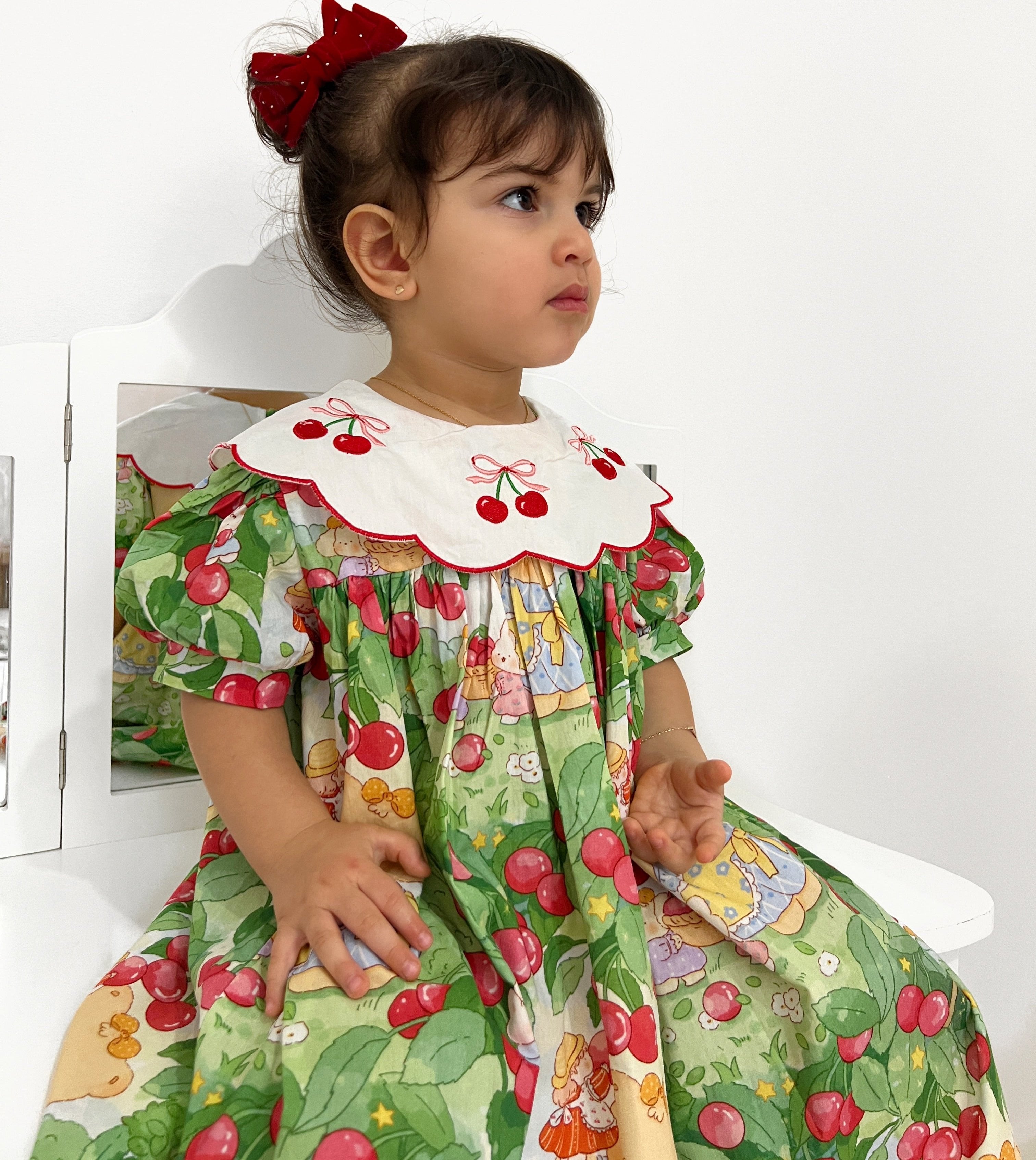 Vestido Infantil Gola Cerejinhas