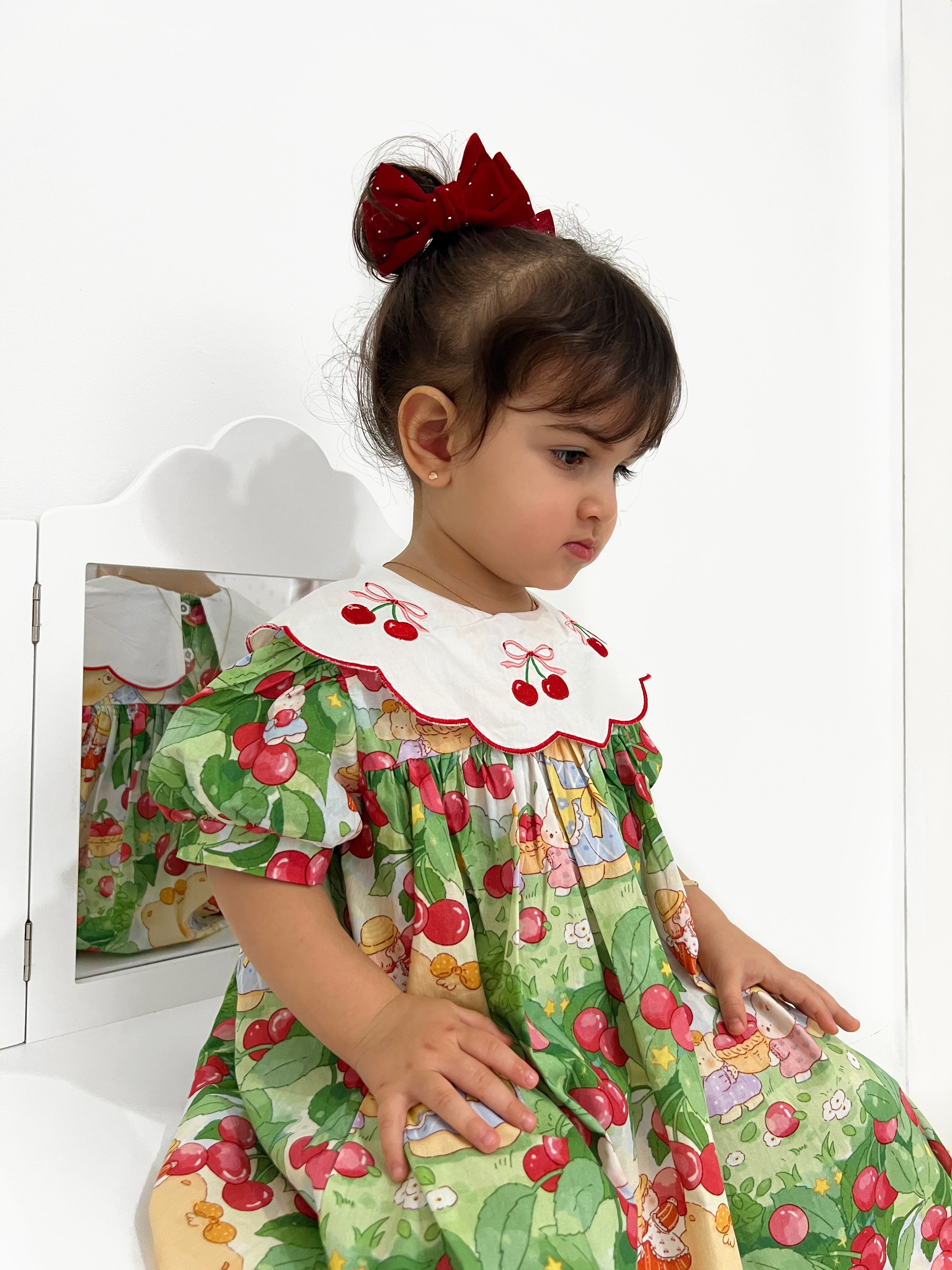 Vestido Infantil Gola Cerejinhas