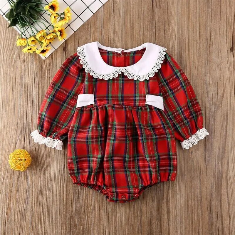 Vestido/Body Infantil Feminino Xadrez Natal