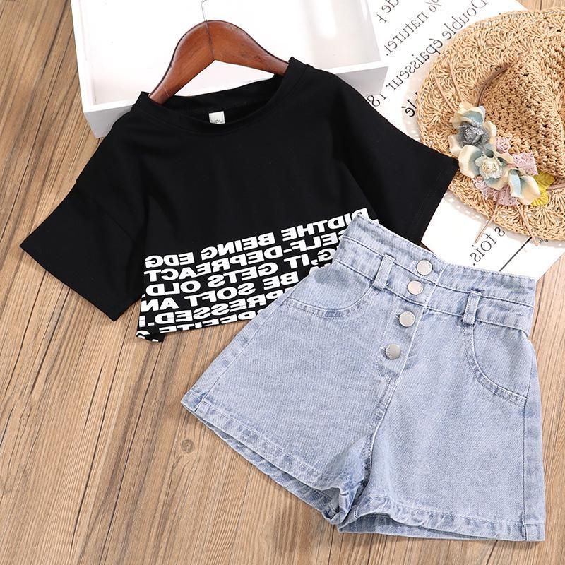 Conjunto Infantil Feminino Letras e Jeans Botões