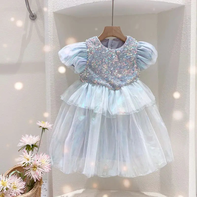 Vestido De Festa Infantil Lantejoulas Brilhante