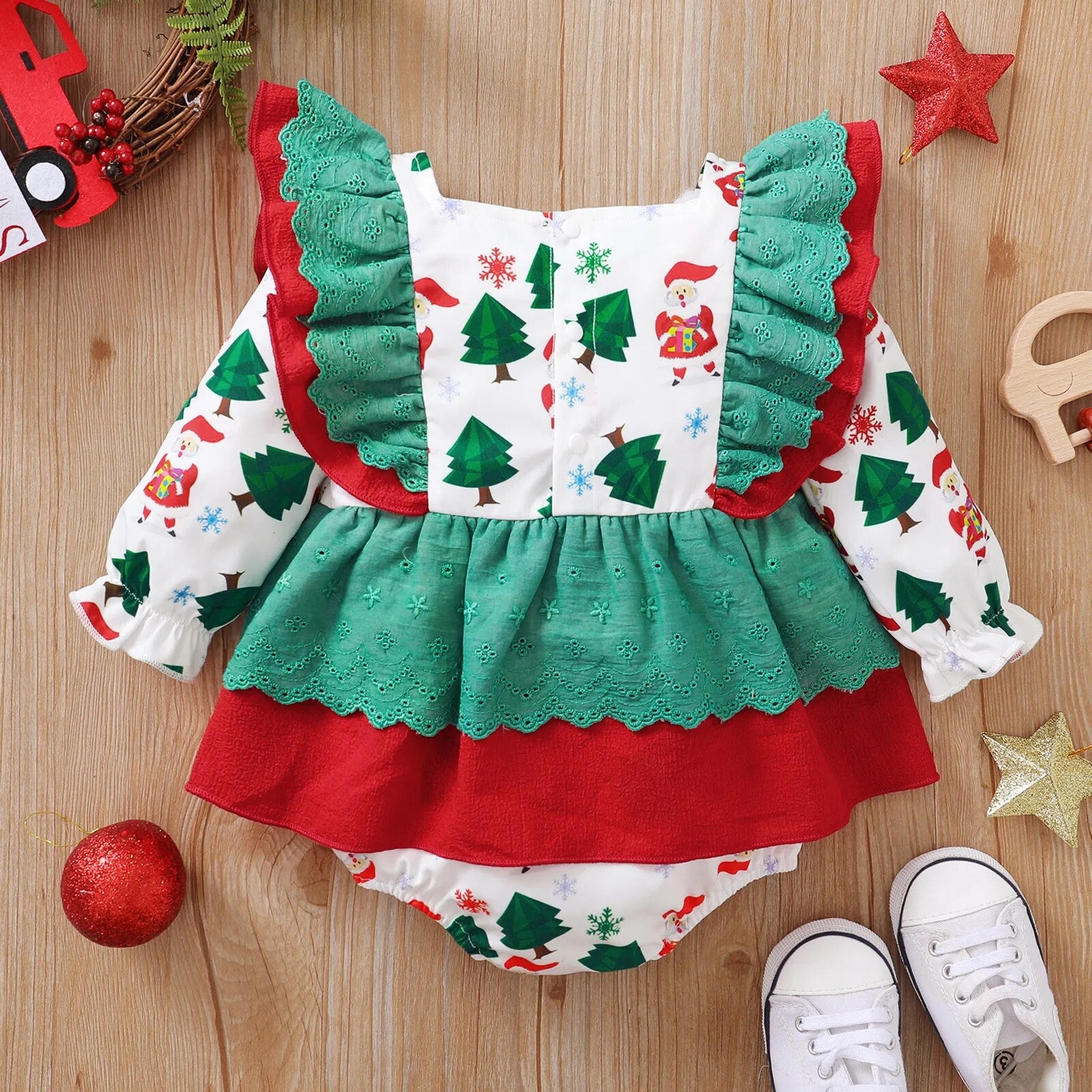 Body Infantil Feminino Manga Longa Natal