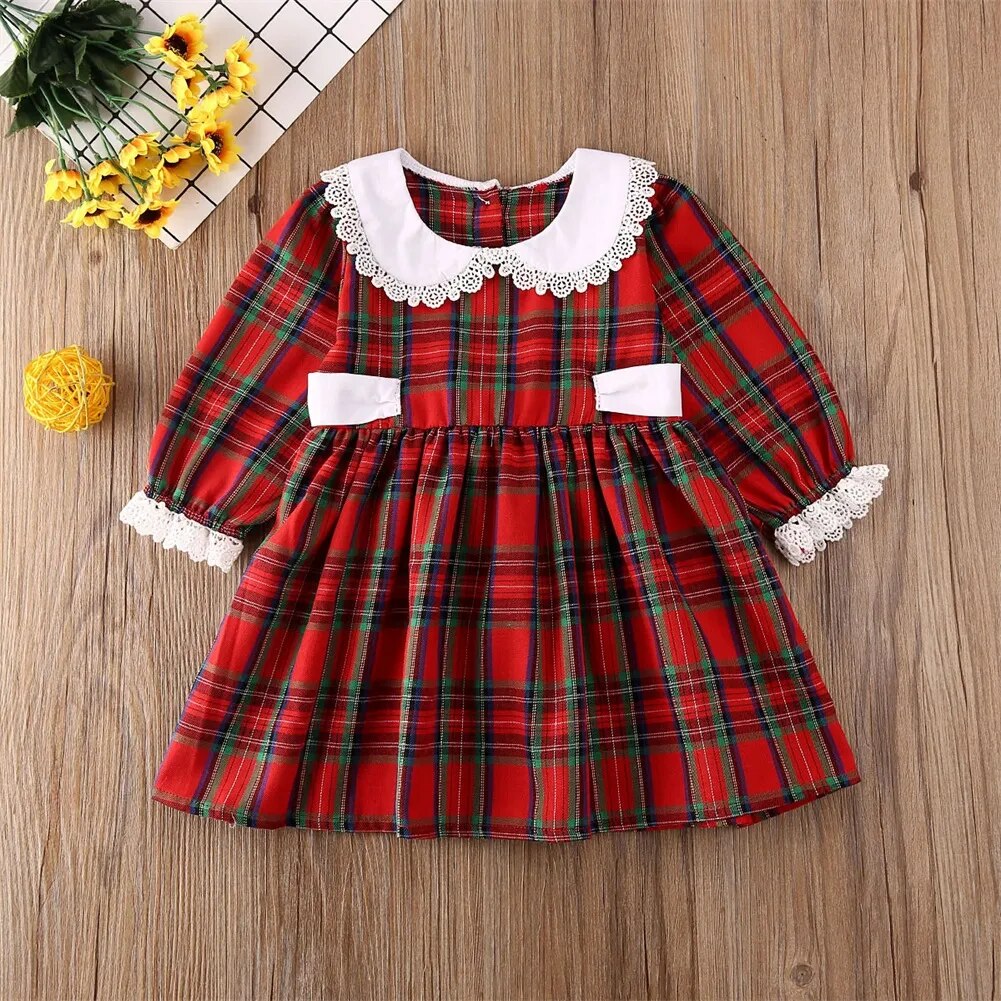 Vestido/Body Infantil Feminino Xadrez Natal