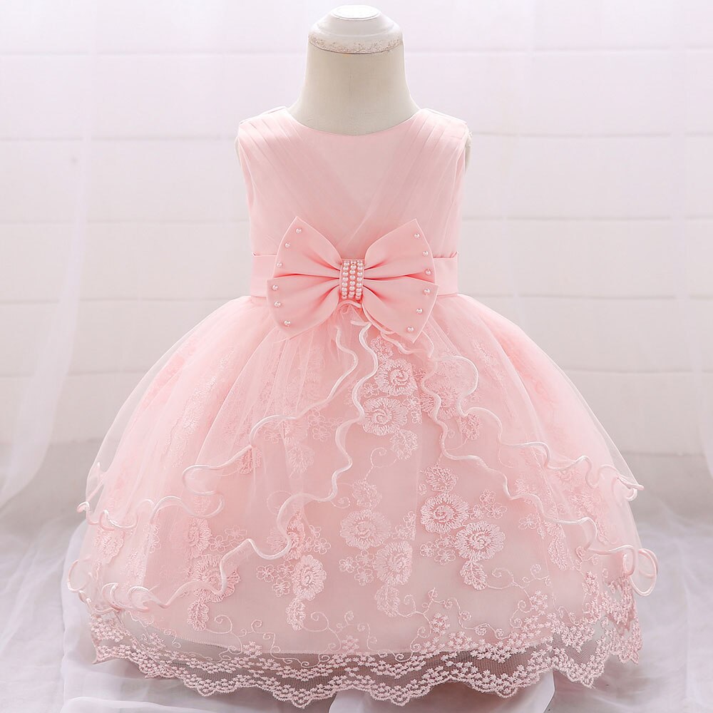 Vestido Infantil de Festa Renda Floral e Lacinho