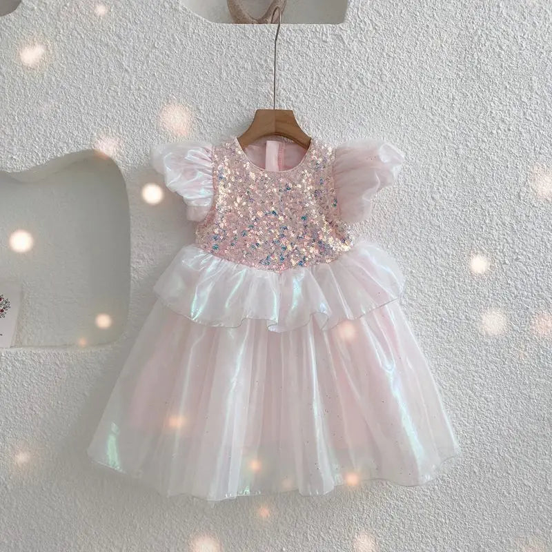 Vestido De Festa Infantil Lantejoulas Brilhante