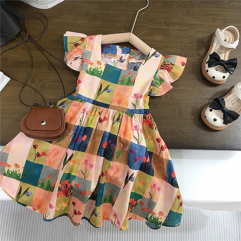 Vestido Infantil Xadrez Florzinhas