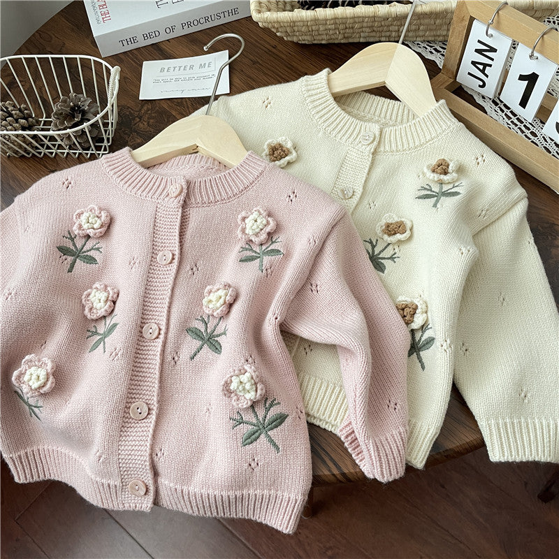 Cardigan Infantil Tricô Florzinhas