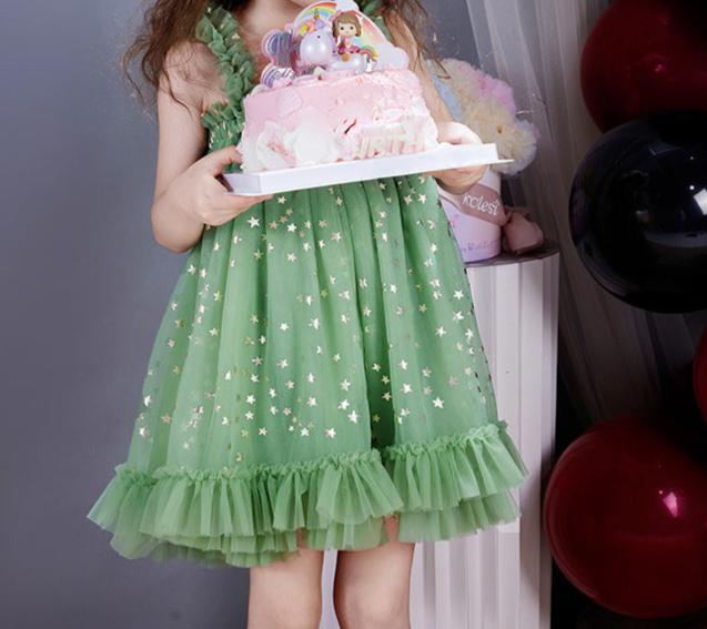 Vestido Infantil Tule Estrelinhas