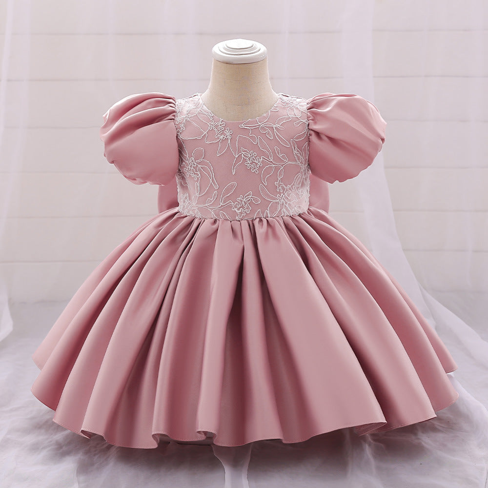 Vestido De Festa Infantil Manguinha Bufante e Laço