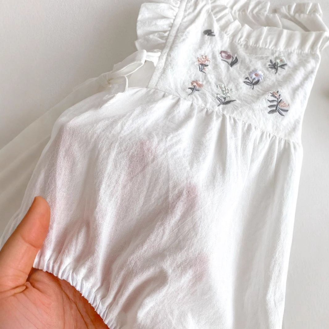 Body Infantil Feminino Branco Florzinhas