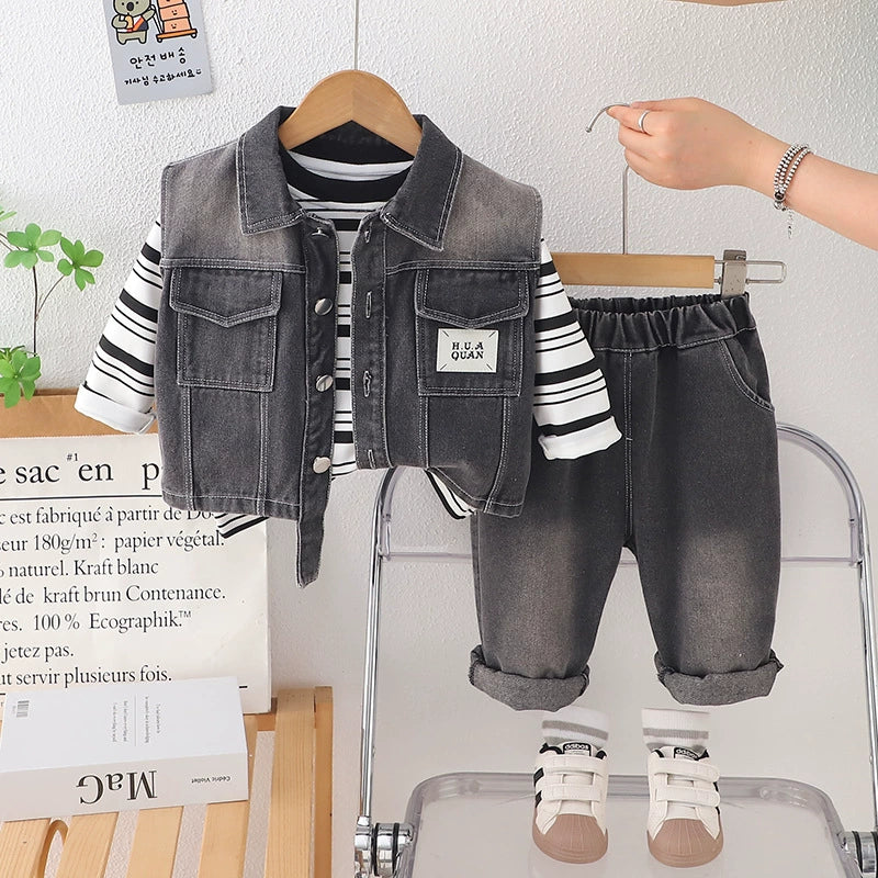 Conjunto Infantil Jeans Bolsinhos 3 Peças