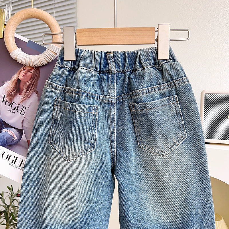 Calça Infantil Feminina Jeans Pérolas