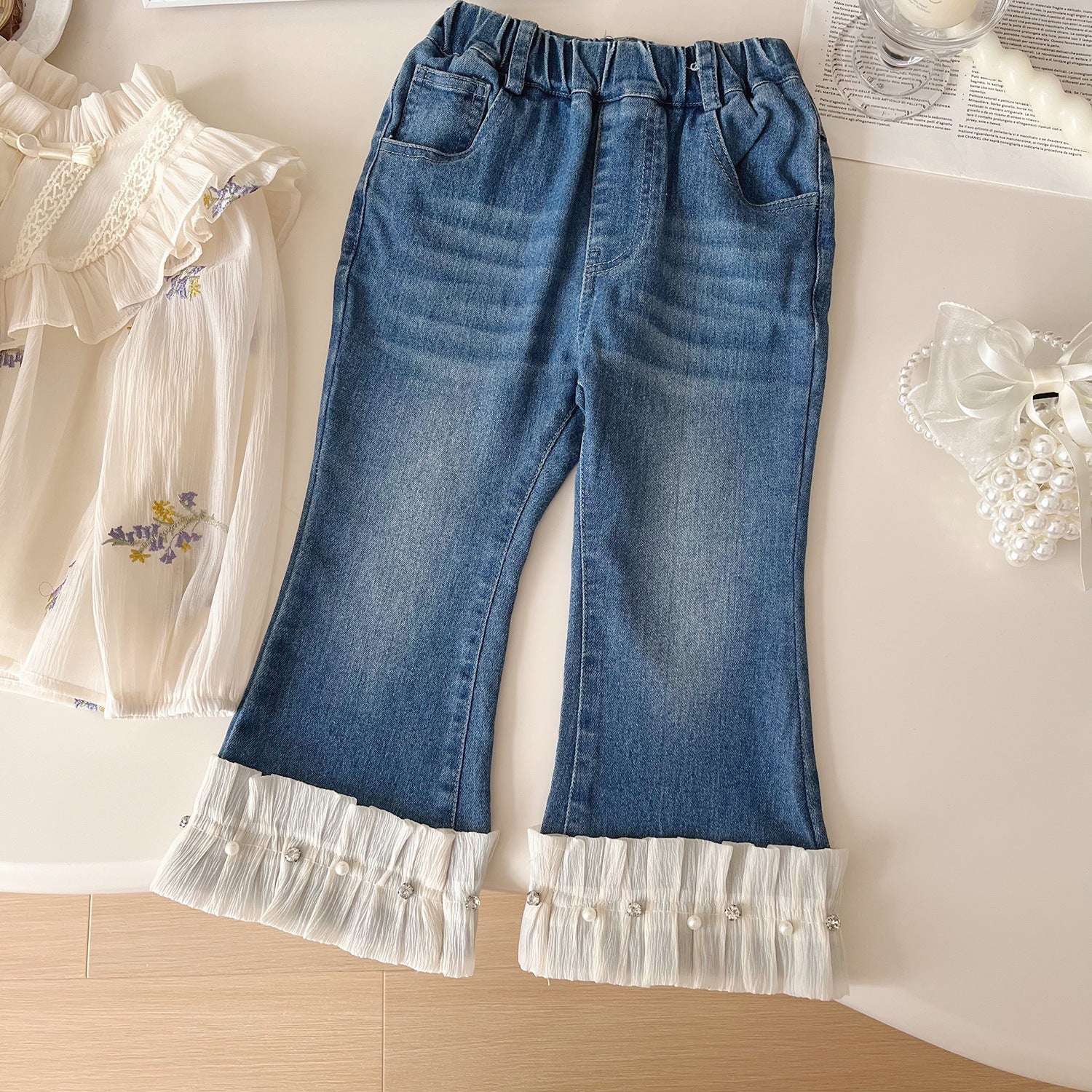 Conjunto Infantil Feminino Camisa Floral e Jeans