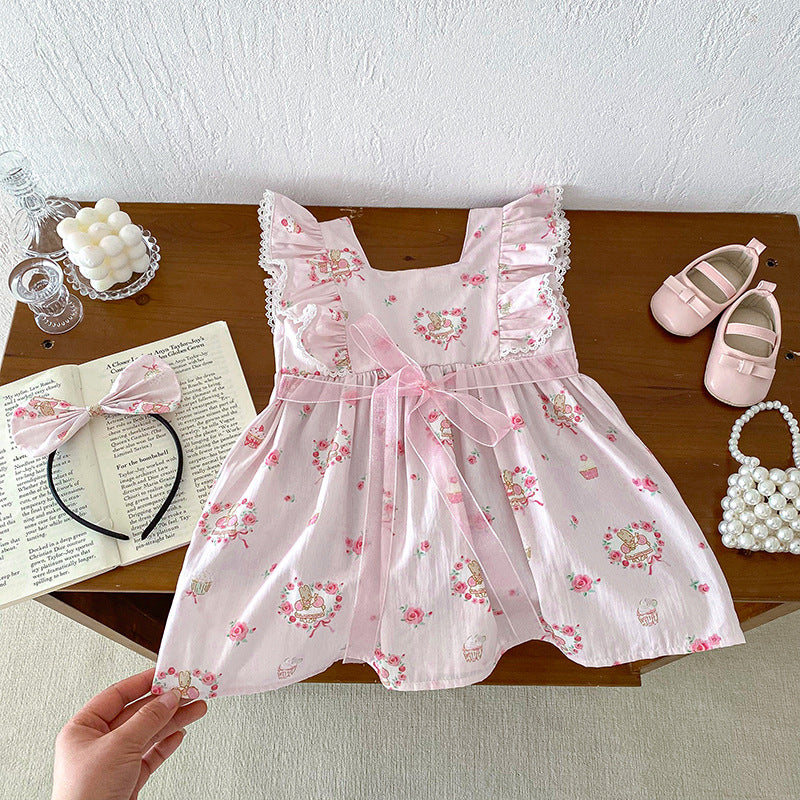 Vestido Infantil Ursinhos e Flores