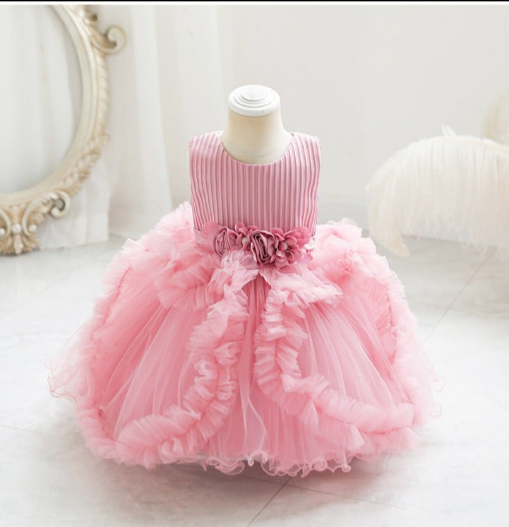 Vestido Infantil De Festa Saia Tule Florzinhas