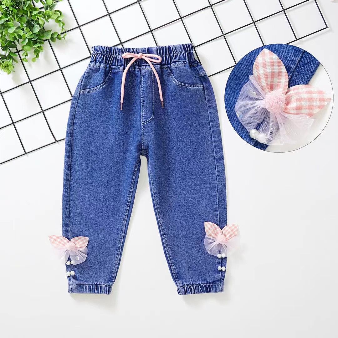 Calça Infantil Feminina Jeans Lacinhos