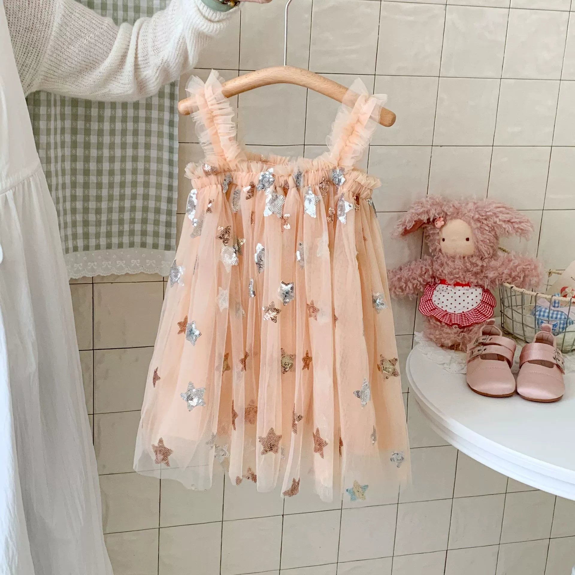Vestido Infantil de Tule Estrelas