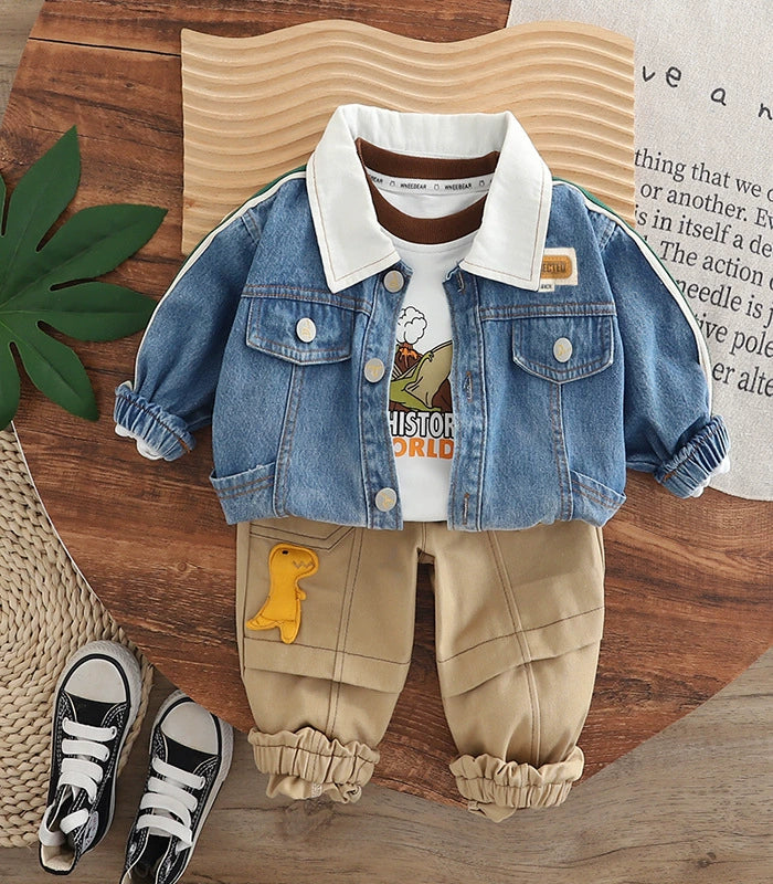 Conjunto Infantil Masculino Jeans 3 Peças