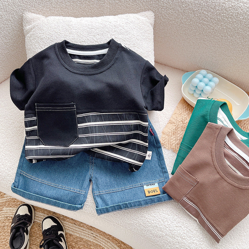 Conjunto Infantil Masculino Lístras Bolsinho