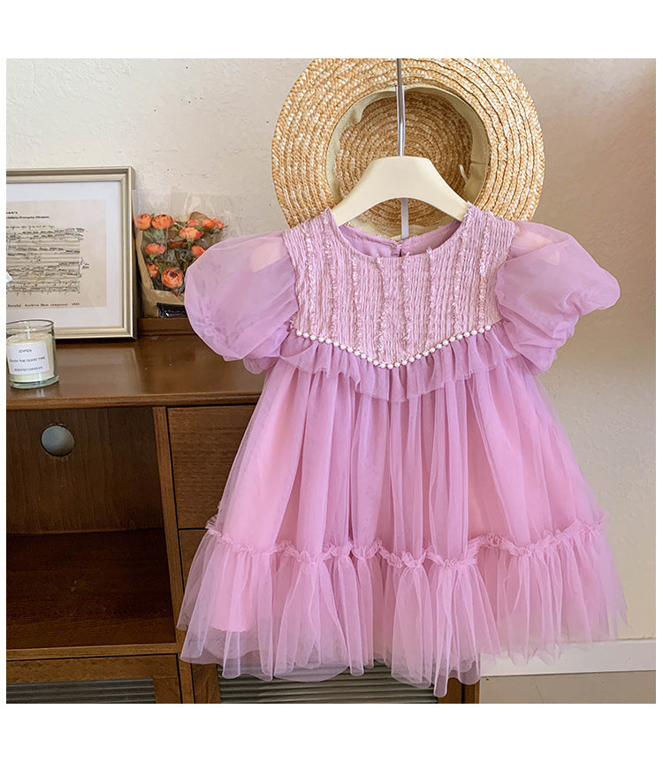 Vestido Infantil De Tule Pérolas